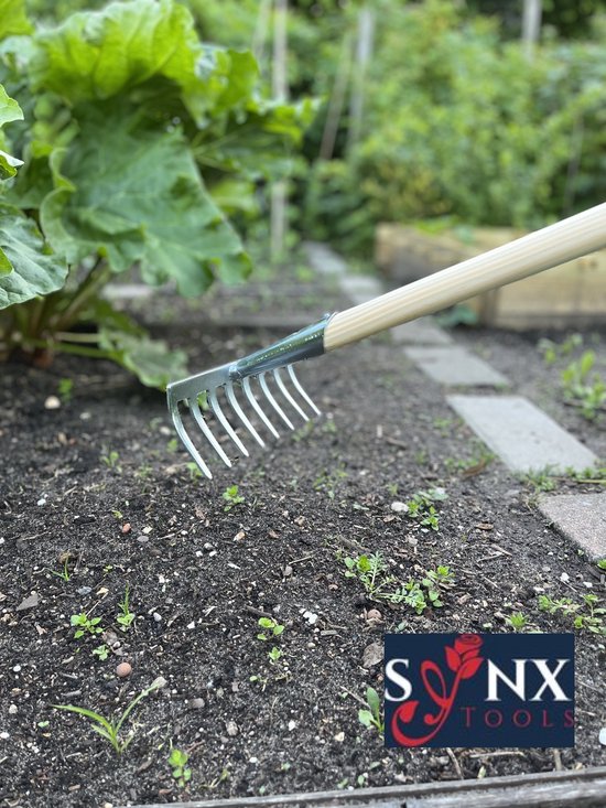 Synx Tools - Tuinhark - 8 Tanden verzinkt - Hark - Harken - Bladharken - Bodembewerkers - Onkruidverwijderaar - Tuinartikelen - Compleet Incl. 150cm steel van Synx Tools