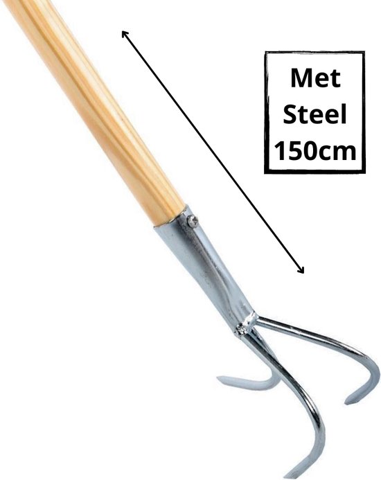 Synx Tools Tuinkrabber 3 tanden -Cultivator - Verzinkt - Hark - Harken - Tuinsetjes - Tuingereedschap - Met Steel 150cm van Synx Tools