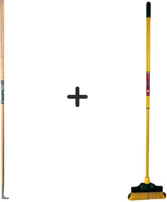 Synx Tools Voegenmes 150 cm en Synx Tools Klauwbezem 28cm - Onkruidkrabber - Voegenkrabber - straatbezem - Telescopische steel 70 - 140cm van Synx Tools