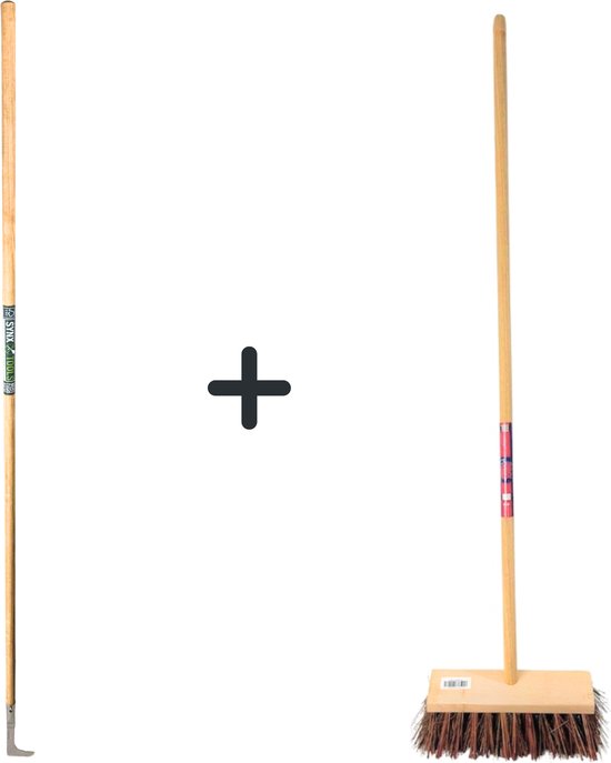Synx Tools Voegenmes 150 cm en Synx Tools Stadsbezem 30 cm - Steel 120 cm - Harde natuurvezels - Straatbezem - Buitenbezem - Tuinbezem - Onkruidkrabber - Voegenkrabber van Synx Tools