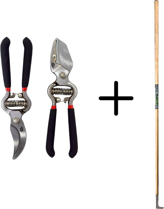 Synx Tools Voegenmes RVS + Spear & Jackson 2-delige Snoeischaar set - Takkenschaar - Papegaaienbek - Tuinscharen set - Onkruidmes - Voegenkrabber met steel 150cm van Spear & Jackson