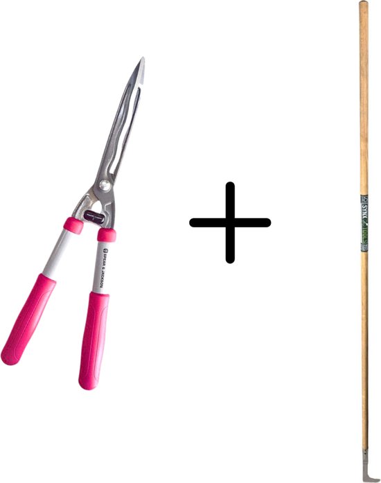 Synx Tools Voegenmes RVS + Spear & Jackson Heggenschaar 55509P Roze - Takkenscharen - snoeizaag - onkruidmes - voegenkrabber met steel 150cm van Synx Tools