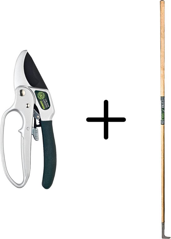 Synx Tools Voegenmes RVS + Spear & Jackson Ratchet Snoeischaar - met Vingerlus - Kew Gardens - Onkruidmes - Voegenkrabber met steel 150cm van Synx Tools