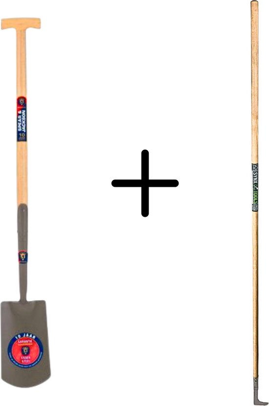 Synx Tools Voegenmes RVS + Spear & Jackson Spade Gesmeed - 10 JAAR Garantie 1043GL - Tuinschep Essenhout Steel 120 cm - onkruidmes - voegenkrabber met steel 150cm van Synx Tools