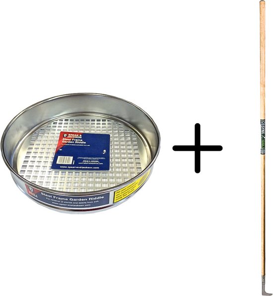 Synx Tools Voegenmes RVS + Spear & Jackson tuinzeef Ridlle - tuinzeef metaal - grondzeef - stalen frame - 10 JAAR GARANTIE - onkruidmes - voegenkrabber met steel 150cm van Spear & Jackson