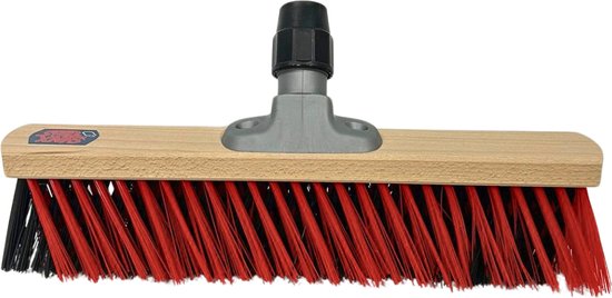 Synx Tools X Bezem 40cm Rood/Zwart- Straatbezem / Stadsbezem - Schrobborstels - Veger - Stadsbezem - Bezem - Buitenbezem - Tuinartikelen - Zonder Steel van Synx Tools