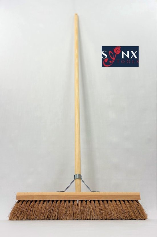 Synx Tools  Zaalveger - Cocos 50 cm - Zachte Bezem - Veger - Bezemsteel - Tuin - Binnen Bezem - Schoonmaken - Cocos haren - Zachte bezems met steel 160cm van Synx Tools