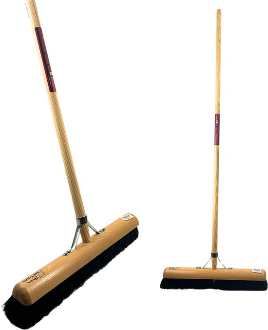 Synx Tools Zachte bezem Zaalveger 50cm Binnen bezem - Paardenhaarmix - Binnenbezem - Kamerveger - Zachte bezem 50 cm - Bezemsteel - Besem Veger schoonmaken - Bezems Binnen - Bezem zacht met Steel 150 cm