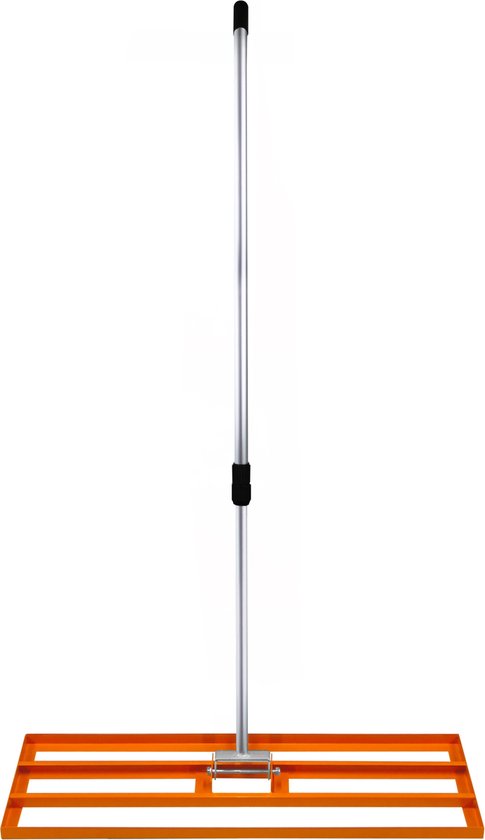 T-MECH Gazon Leveler - Nivellering Hark 100 cm - Verstelbaar Handvat: 1.20 tot 1.90 m - Comfortable Handgreep - Oranje van Merkloos	