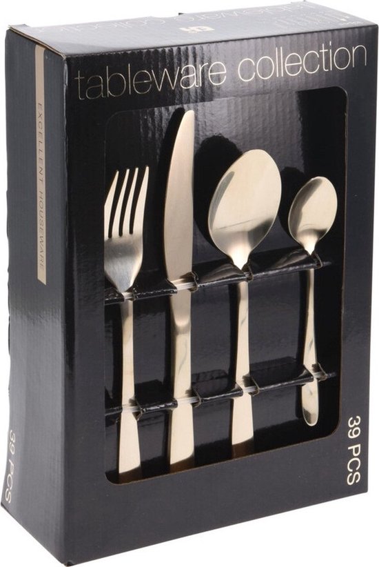 Tableware Collection Bestekset - 39 delig - Zilver met Gouden Accent - RVS van T