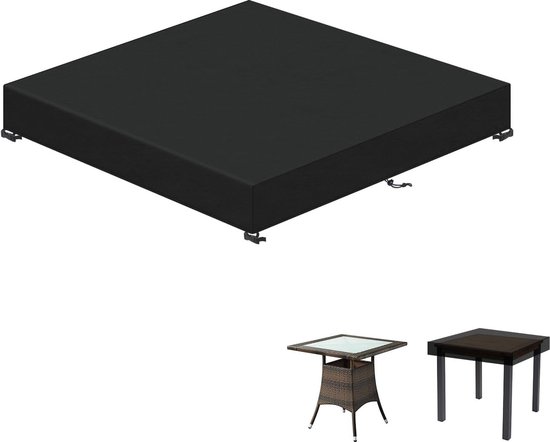 Tafelbladhoes, 90 x 90 x 15 cm, tafelblad, beschermhoes, outdoor tafelafdekking, tuinmeubelen, tuintafel, hoes, waterdichte tuintafel, afdekking, winterbestendig, tuintafelkleed, zeil, vierkant van T