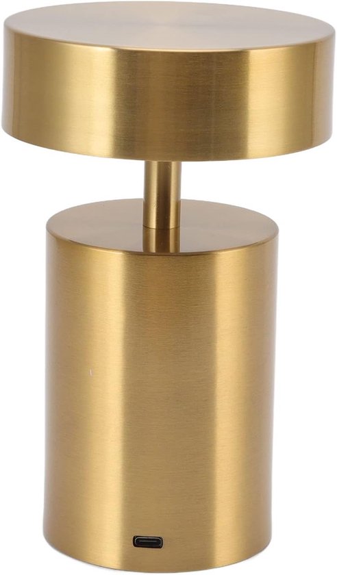 Tafellamp met 3 Niveaus Kleurtemperatuur - Oplaadbare Batterij - Zachte Verlichting voor Bar Hotel Restaurant Bureaudecoratie Lange Levensduur (Goud) van Merkloos	