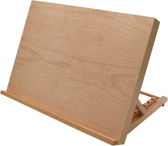 Tafelstandaard Tekenbord + Workstation Formaat A3 compact - 30 x 43 cm, Beukenhout, voor schilderen + schetsen, acryl, aquarel, potlood of houtskool
