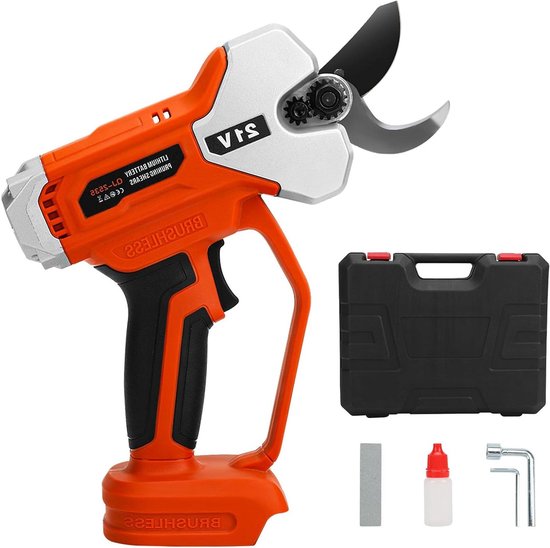 Takkenschaar accu 18V borstelloos snoeischaar 50mm opening 35mm snijdiameter met reservemes van VONROC