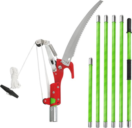 Takkenschaar met zaag - Telescoop snoeischaar - Hoge takken snoeien - 2-in-1 functie - Tot 8 meter - Groen