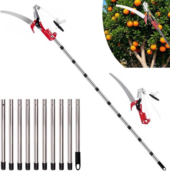Takkenschaar Telescoop - Tuinzaag Snoeischaar - Hoge Takken Snoeien - Verstelbare Lengte 82-410cm - Lichtgewicht Roestvrij Staal van Merkloos	