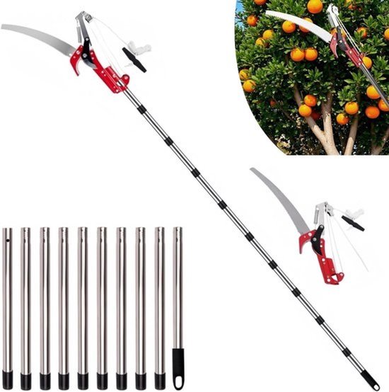 Takkenschaar Telescoop - Tuinzaag Snoeischaar - Hoge Takken Snoeien - Verstelbare Lengte 82-410cm - Lichtgewicht Roestvrij Staal