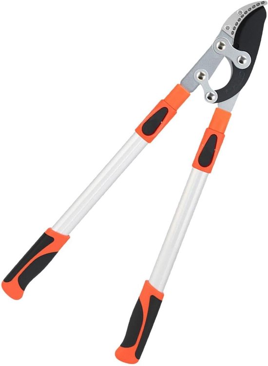 Takkenschaar Telescopisch - Snoeischaar Uittrekbaar - Tuinonderhoud Hoge Takken - Roestbestendige Messen - 97 cm Lengte - Oranje Wit