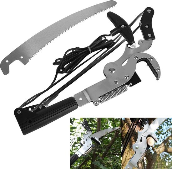 Takkenschaar telescopische - trekkoord - schaar 2-in-1 - boomschaar - zaag - takkenzaag - boomzaag - tuinzaag - fruitboomzaag - zwart A takkenschaar telescopische van Merkloos	