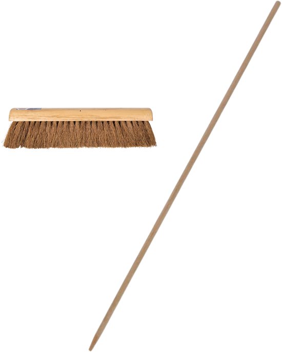 Talen Tools Bezem met zachte vezels - FSC hout - kokos haren - B40 cm - Steel hout 130 cm - binnen