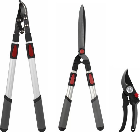 Talen Tools - COMBI DEAL - Snoeiset - Premium - 3-delig - Takkenschaar, heggenschaar en snoeischaar - Koolstofstaal - Hoogwaardige kwaliteit van Talen Tools