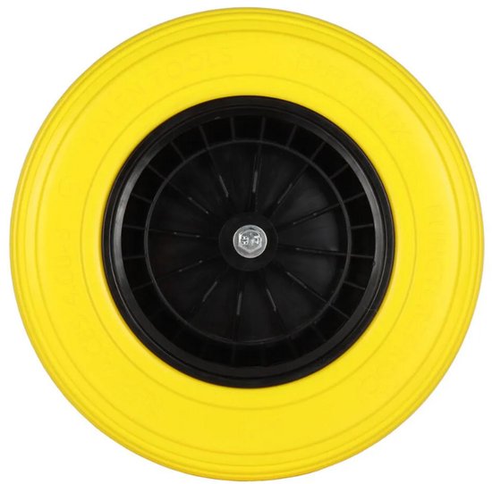 Talen Tools - Kruiwagenwiel 40x8cm PU, Anti lek, plastic velg met rollager, Draagvermogen 200kg, asgat 20mm INCL. 130mm AS - Professionele kwaliteit van Merkloos	