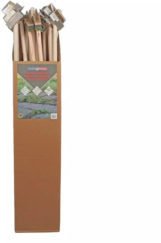 Talen Tools Onkruidborstel - Inclusief krabber - Houten steel - Display - 24 stuks