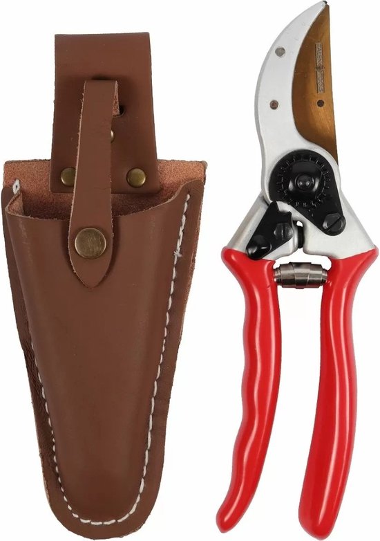 Talen Tools – Snoeischaar – Titanium – Voorbijsnijdend – High Quality – Met lederen holster – 21 cm van Talen Tools