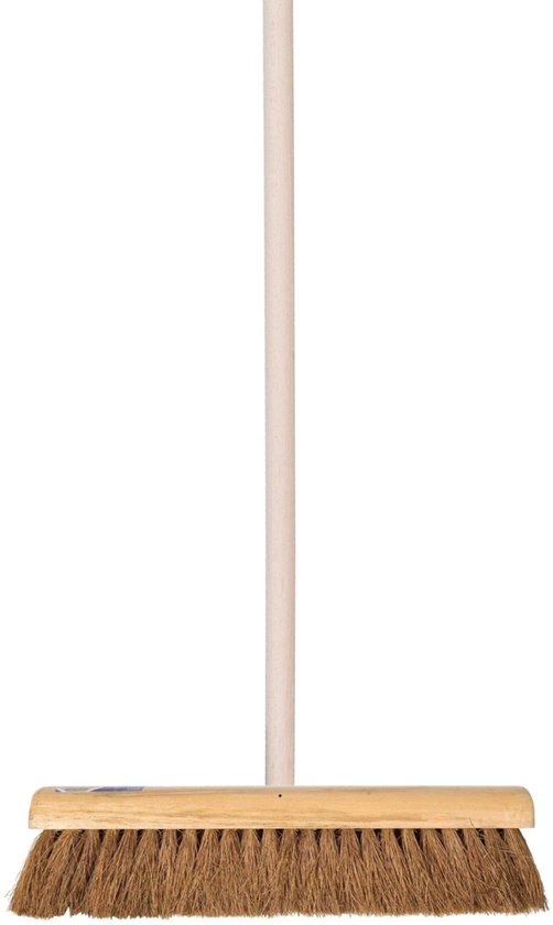 Talen Tools Straatbezem Kokosvezels - 60 cm - harde vezels - buitenbezem - Steel 140 cm- Voor beton/keramische tegels van Merkloos	