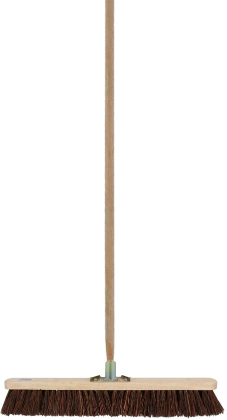 Talen Tools Straatbezem Natuurvezels - 60 cm - harde vezels - buitenbezem - Steel 140 cm- Voor beton/keramische tegels