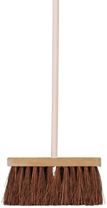 Talen Tools Straatbezem Natuurvezels - hout - 28 cm - buitenbezem - voor tegels - Steel hout van 140 cm - Harde ondergrond van Talen Tools