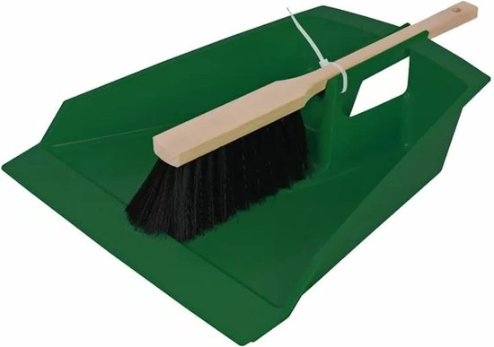 Talen tools - XXL Stoffer en blik donkergroen 43cm voor tuinafval/blad