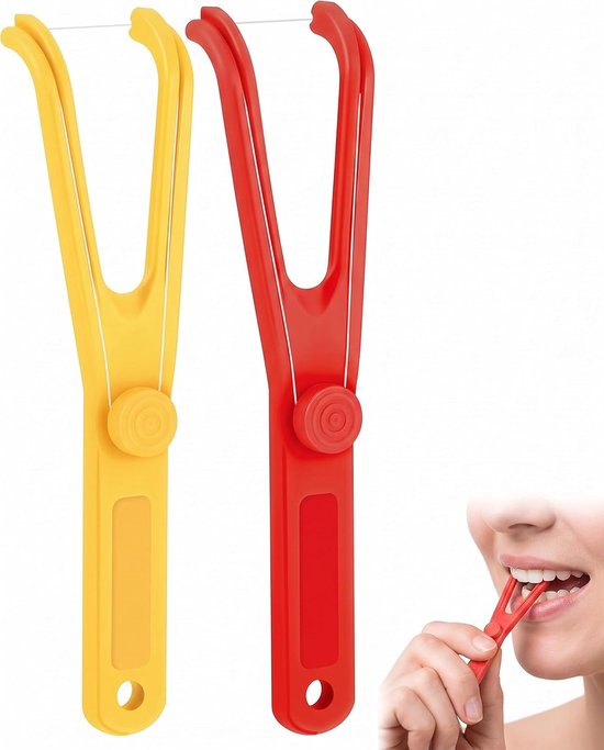 Tanddraadstokjes 2 stuks - geel-rood - ergonomisch ontwerp - ideaal voor dagelijkse hygiëne - ShopVlot
