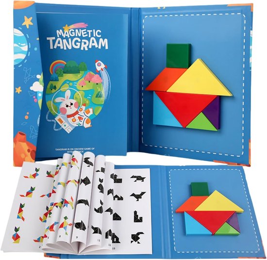 Tangram Magnetic Houten Spel voor Kinderen - Magnetische Tangram Puzzels - Geometrische Vormen - Educatief Speelgoed - Cadeau