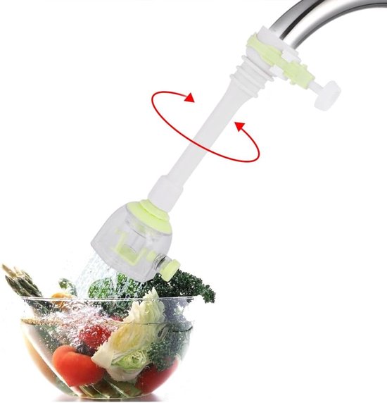 Tap Extension Adjustable Splash Proof Rotating for Kitchen Faucet Water Saving Nozzle Valve Filter Green 13 cm van Merkloos	