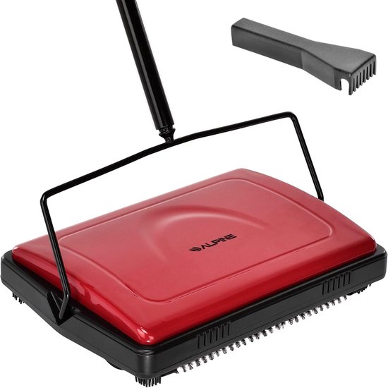 Tapijtveegmachine - Vloerreiniger - Snelle schoonmaak - Drievoudige borstel - 125 cm - Rood