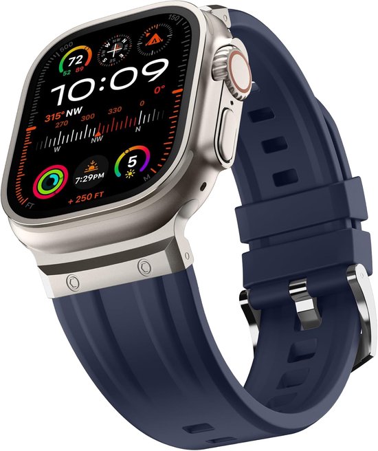 Tasikar Sportband compatibel met Apple Watch Ultra Band 49 mm 45 mm 44 mm 42 mm, heren roestvrij staal metalen siliconen vervangende band voor iWatch Ultra 2 Ultra Series 9 8 7 6 5 4 3 2 1 SE