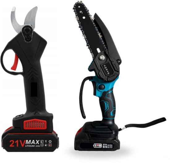 TD Elektrische Snoeischaar Set 2-in-1 - Accu Takkenschaar & Compacte Kettingzaag - 21V Draadloos Tuingereedschap - 2 Batterijen, Lader & Opbergtas Inbegrepen van Merkloos	