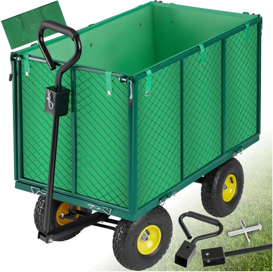 tectake® Bolderwagen met opklapbare zijwanden - Handwagen en transportwagen - Belastbaar tot 544 kg - Transportkar, trolley, strandwagen van Tectake