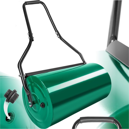 tectake® Gazonwals - 60 cm Breed - Ergonomische Grasroller - Tuinwals - Gazonrol - Graswals - Te vullen met Water of Zand - Stalen Constructie voor Perfecte Bodemafsluiting van Merkloos	