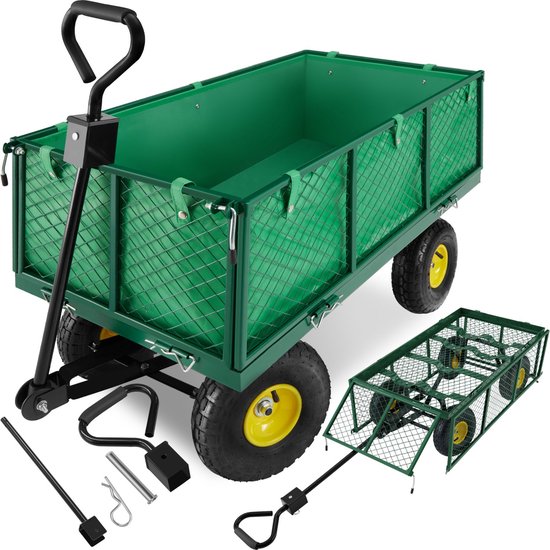tectake®- Heavy Duty bolderwagen - Transportkar XXL - Opvouwbaar, gevoerde handgreep - Draagvermogen 550 kg - Koppeling voor opzetstukken - Ideaal voor tuinieren of kamperen van Merkloos	