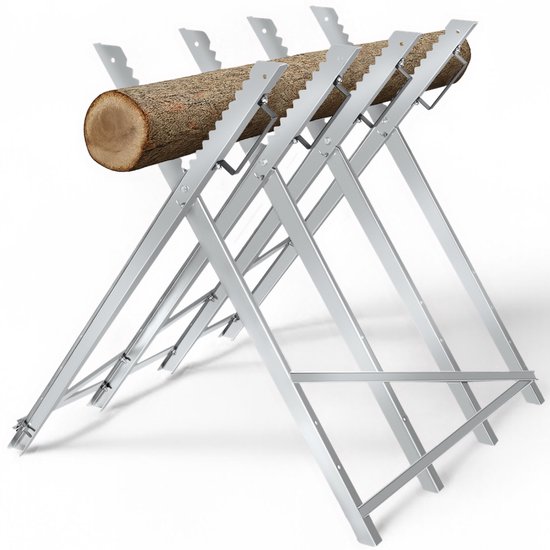 tectake® Hout Zaagbok voor Kettingzaag - Stalen Bok met Tandpatroon - Draagkracht 200 kg - Verschillende Boomstam en Houtblok Diameters van Merkloos	