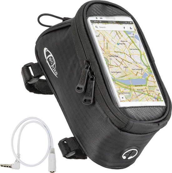 tectake® Mobiele Telefoon Frametas | Bovenbuistas Waterafstotend | Navigatiehouder voor Fiets - Verschillende Kleuren en Maten (Zwart | Maat M) van Tectake