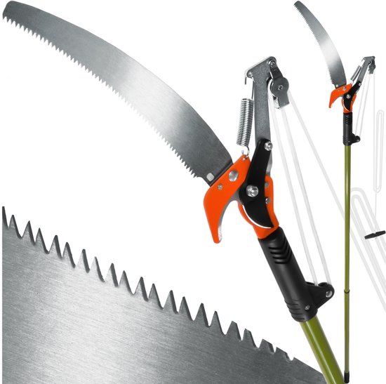 tectake® Telescopische Snoeischaar - Heggenschaar - 161 - 260 cm - Takkenschaar - Op Steel - Stokheggenschaar met Trekkabel en Zaag - Boomzaag met Telescoopstang - Uitschuifbaar van Merkloos	