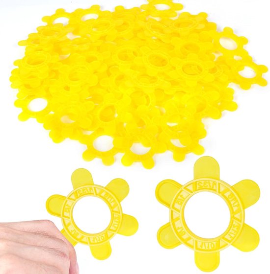 Tegelafstandhouders Set - Voegklemmen Clips - Nauwkeurig Tegels Plaatsen - 6 Maten in 1 - 100 stuks - Geel