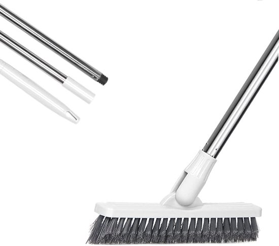 Tegelvoegenborstel - Schoonmaakborstel - Badkamer Reinigen - Draaibare Kop - 119 cm Lengte - Grijs
