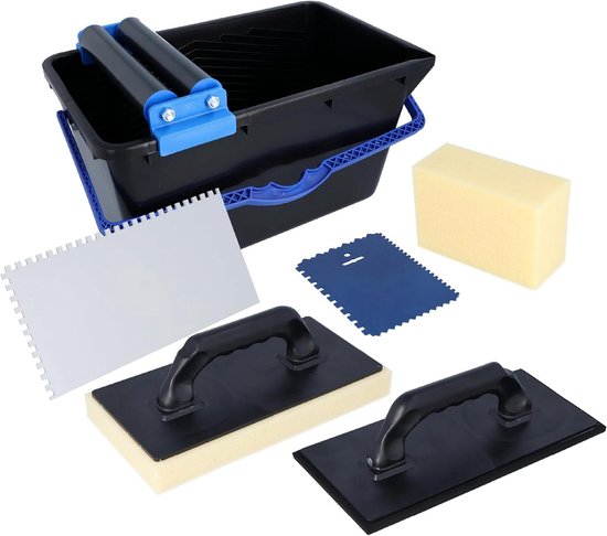 Tegelwasset 7-delig - Bouwpakket emmer - Tegels leggen - Compleet met accessoires - 18 liter - Zwart