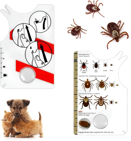Tekenkaart met Vergrootglas - 2 Stuks - Tekenkaart voor Honden en Katten - Verwijdert Snel en Zachtjes Teken van Huisdieren of Mensen van Ohana.