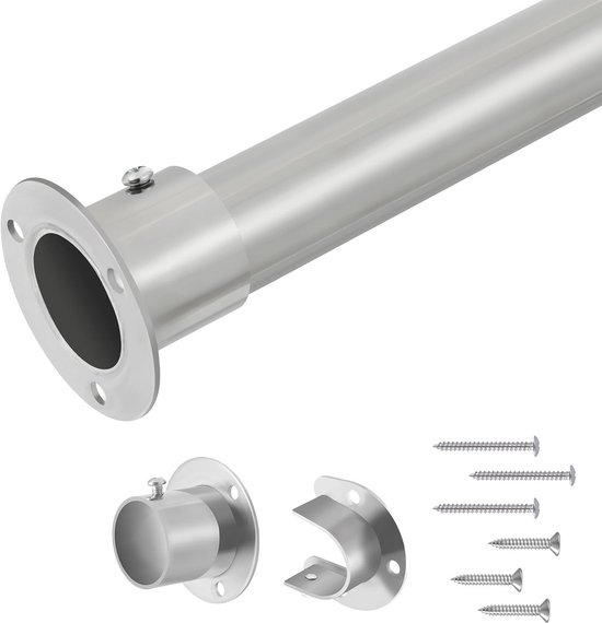 Telescoop Kledingstang 28 mm - Verstelbaar van 74-130 cm met Metalen Houders van Merkloos	