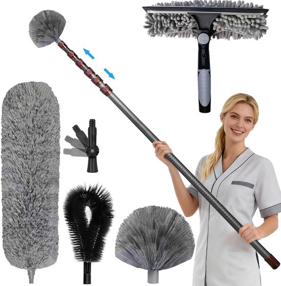 Telescoop Plumeau Set met Verlengstang tot 6 Meter voor Hoog Reinigen